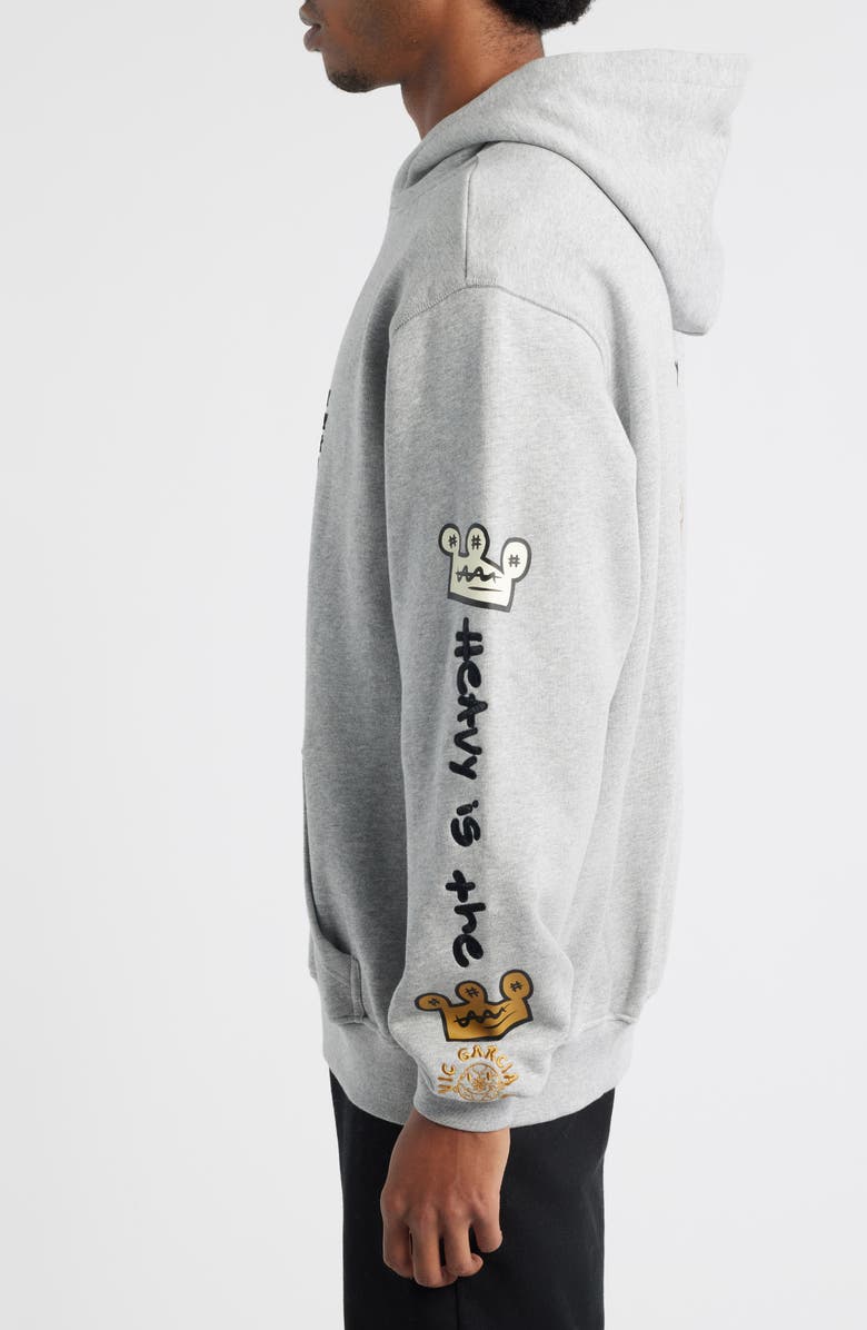 VIC GARCIA WORLD Heavy Is the Crown Graphic Hoodie, Alternate, color, Heather Gray