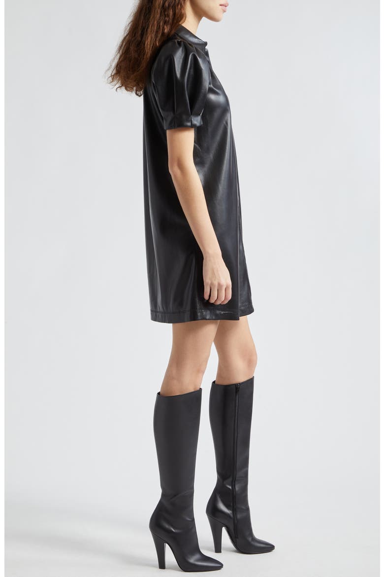 Jem Faux Leather Shirtdress, Alternate, color, BLACK