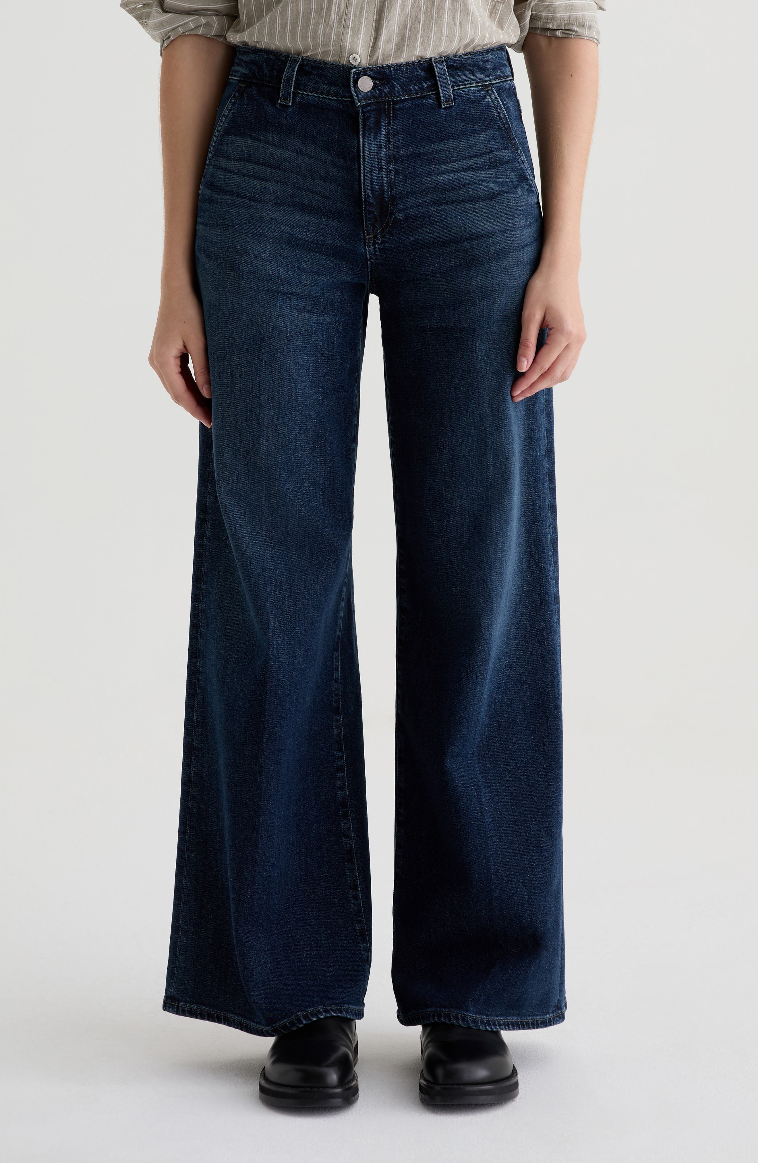 AG Stella Mid Rise Wide Leg Palazzo Jeans