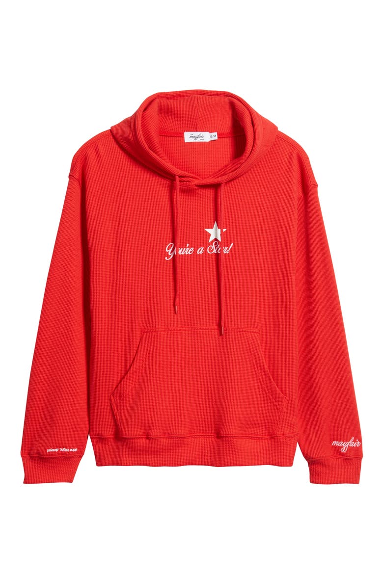 Relaxed Fit You Are a Star Waffle Knit Graphic Hoodie, Alternate, color, RED