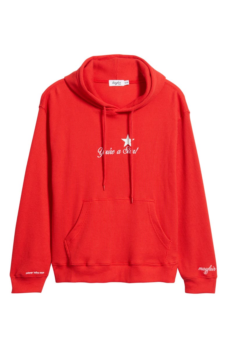 THE MAYFAIR GROUP Relaxed Fit You Are a Star Waffle Knit Graphic Hoodie, Alternate, color, Red