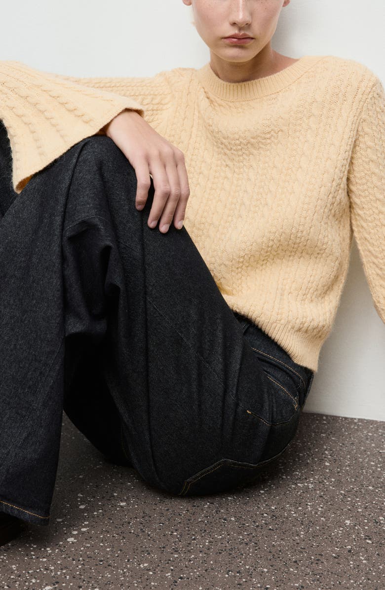 MANGO Cable Stitch Sweater, Alternate, color, Pastel Yellow