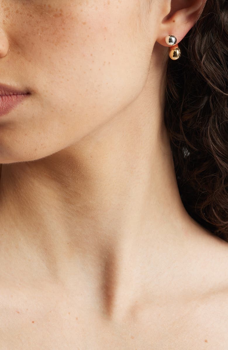 Nordstrom Orb Teardrop Jacket Earrings, Alternate, color, Silver- Gold