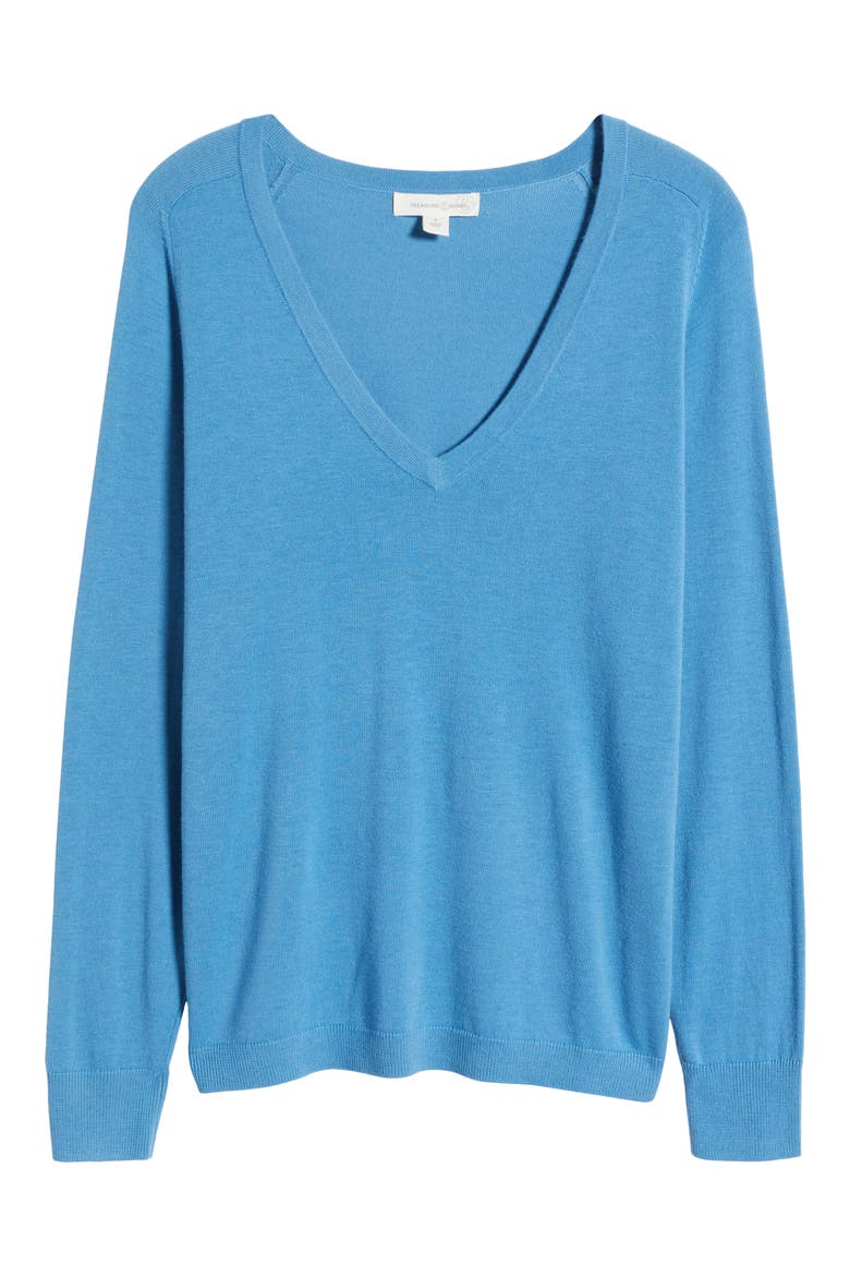 Relaxed V-Neck Sweater, Alternate, color, BLUE PARISIAN