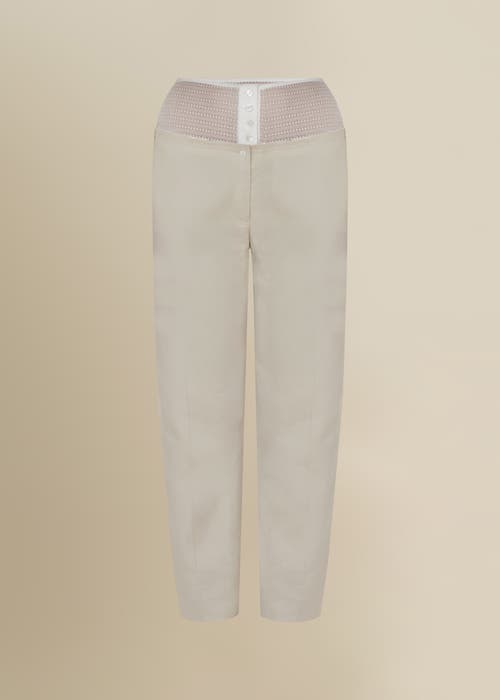 Contessa Mills Linen Laissez High-waisted Stretch Pants In Blue