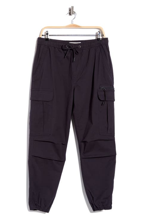 Navy Cargo Joggers with Zipper Details