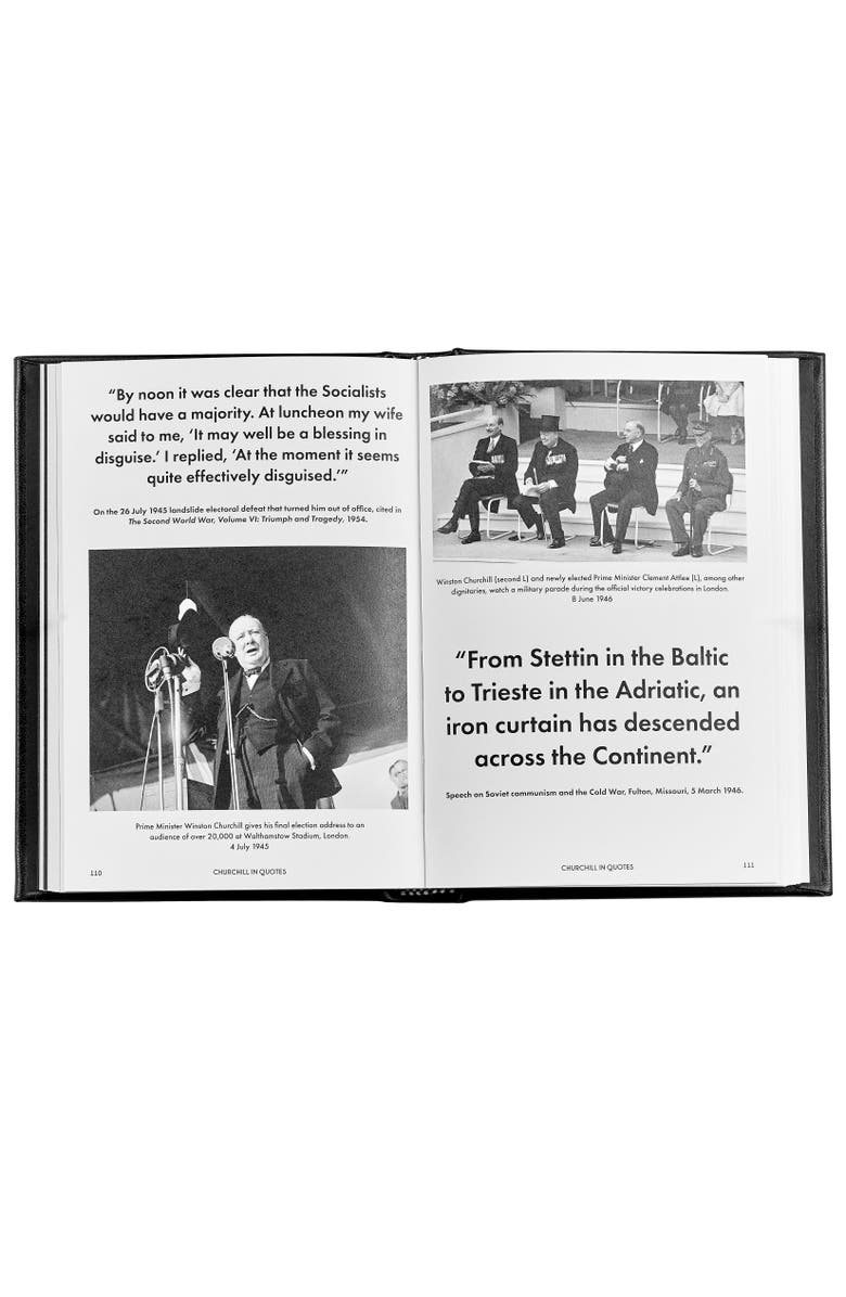 Graphic Image Churchill Wit and Wisdom Leather Coffee Table Book, Alternate, color, Black