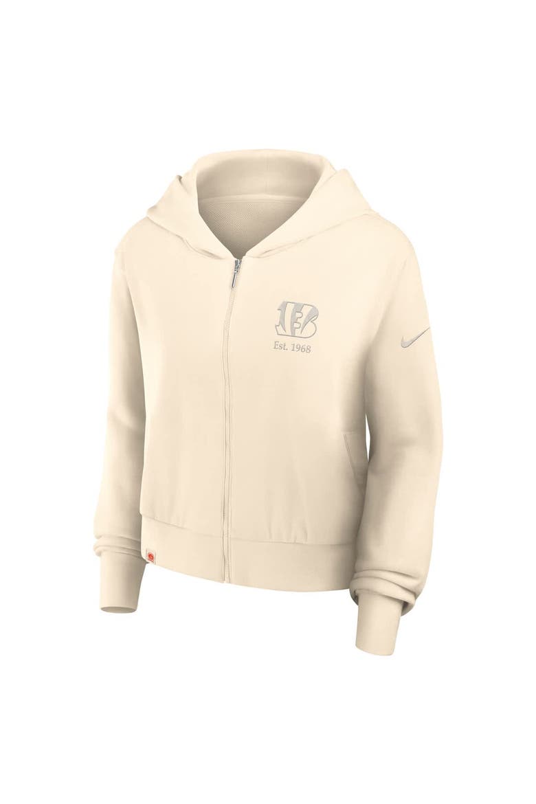 Women's Nike Cream Cincinnati Bengals Glory Cropped Full-Zip Hoodie, Alternate, color, Cream