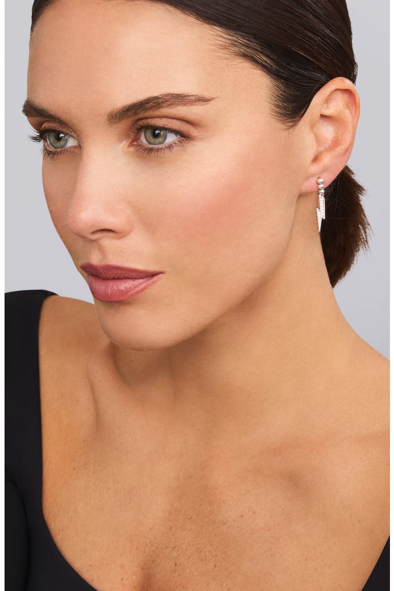 Caviar Spark Diamond Lightning Drop Earrings, Alternate, color, STERLING SILVER