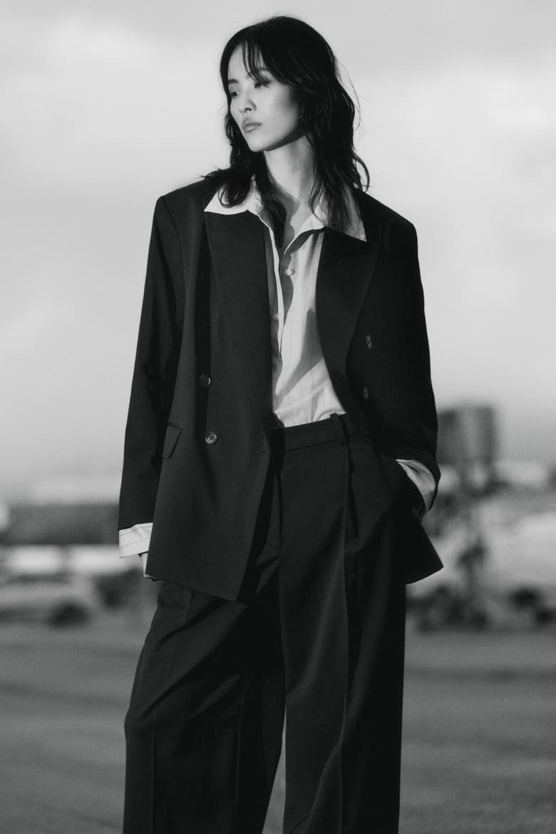 Oversized Twill Blazer, Alternate, color, Dark gray