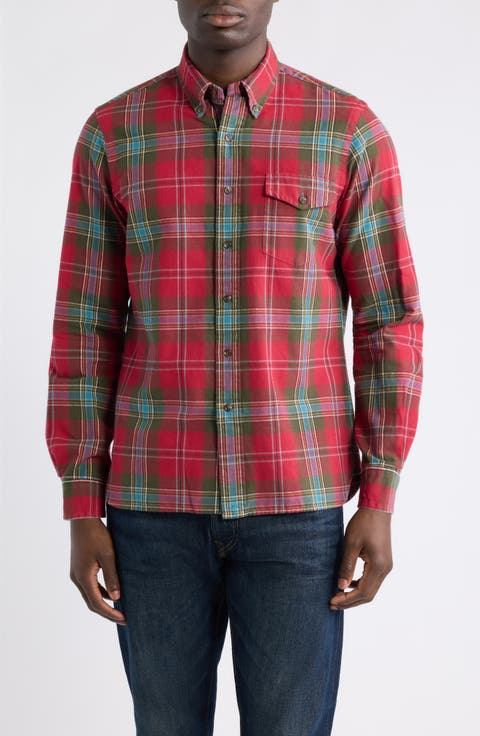 Classic Fit Plaid Brushed Cotton Button-Down Oxford Shirt