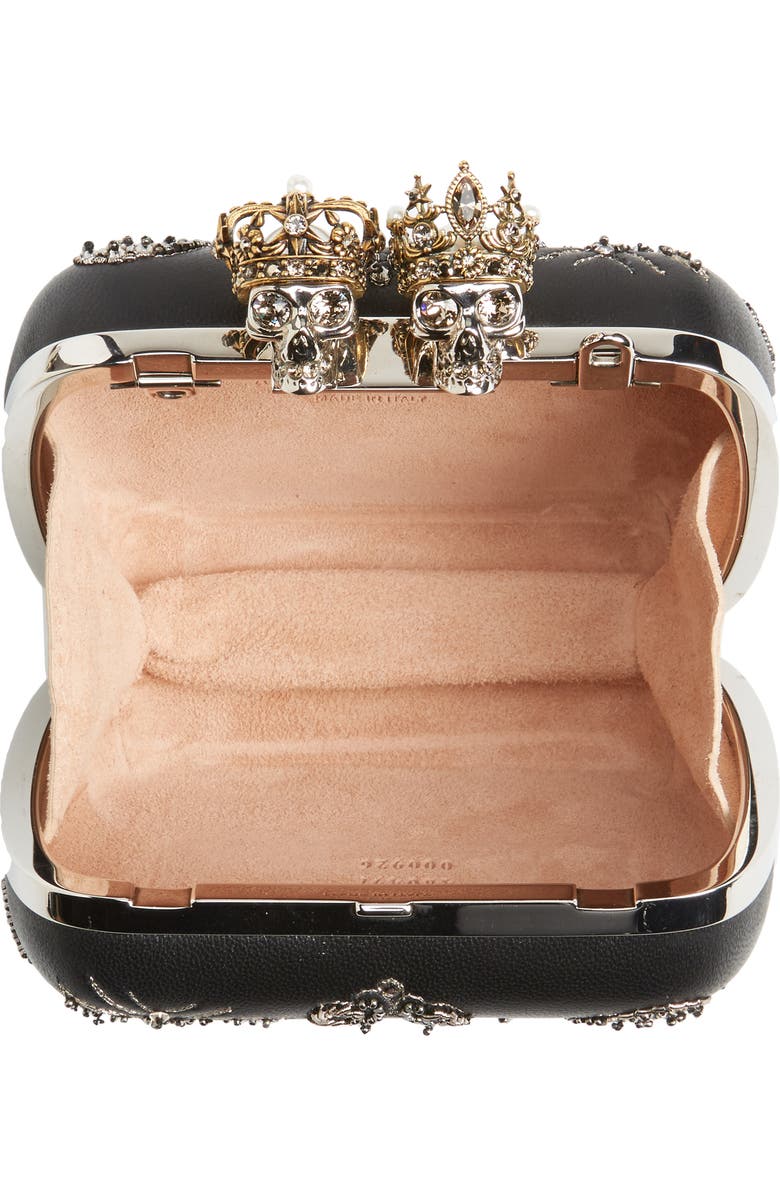 McQueen Alexander McQueen Embellished Kiss Lock Mini Clutch, Alternate, color,