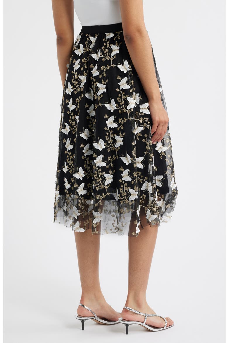 Marie Embroidered A-Line Skirt, Alternate, color, BLACK