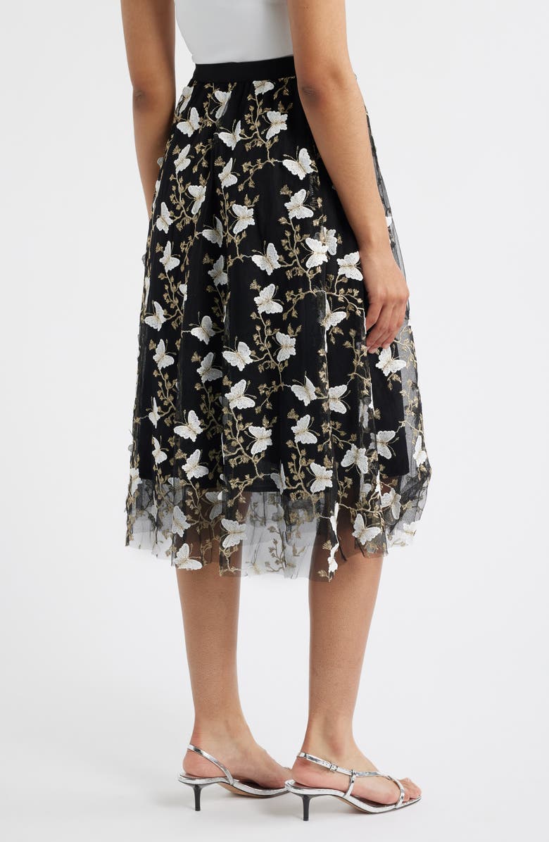 NIKKI LUND Marie Embroidered A-Line Skirt, Alternate, color, Black
