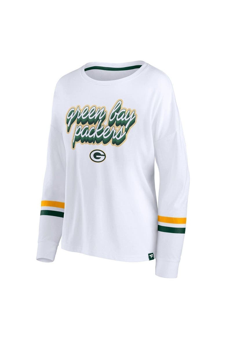 Women's Fanatics Branded White Green Bay Packers Retro Power Long Sleeve T-Shirt, Alternate, color, White