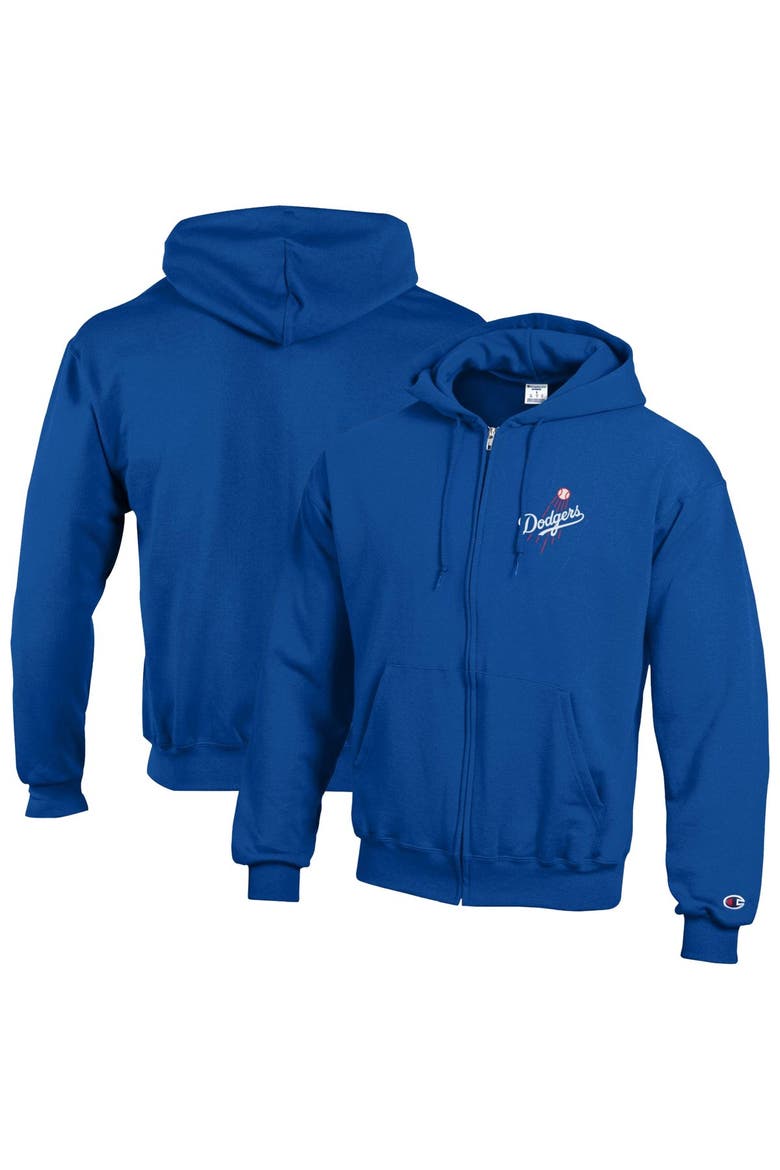 Men's Champion Royal Los Angeles Dodgers Powerblend Full-Zip Hoodie, Main, color, Royal