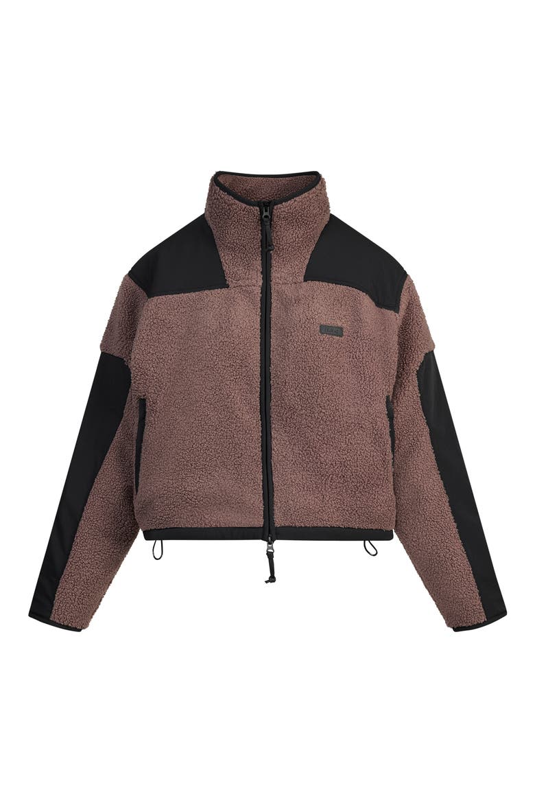 Faux Shearling Zip Jacket, Alternate, color, UMBER