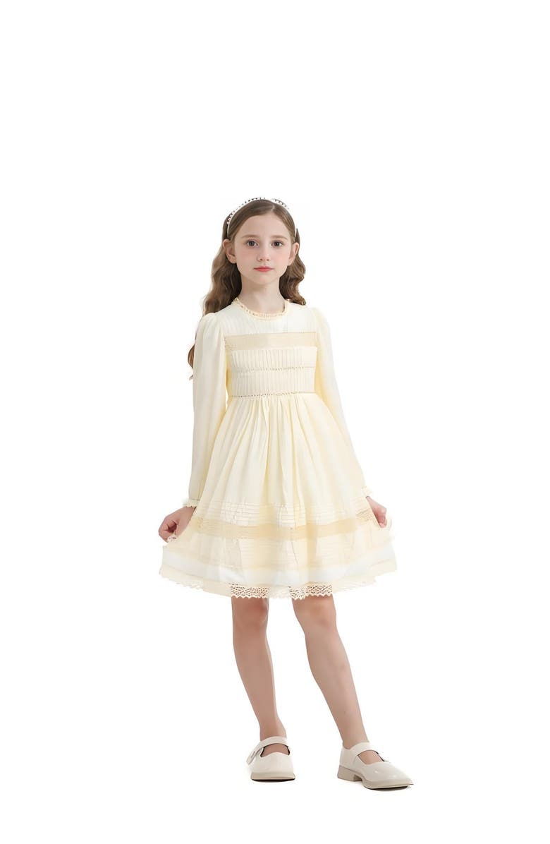 Sweet Cactus Pintuck & Lace Dress, Alternate, color, White