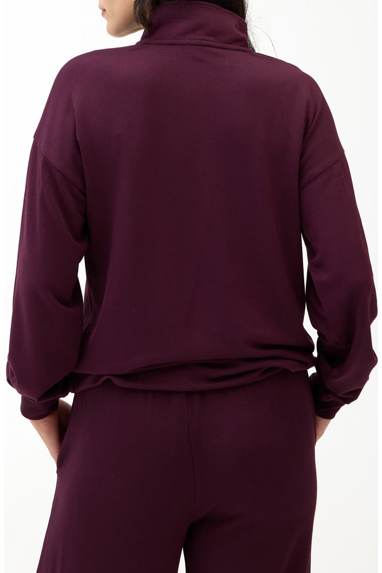 Nyla Fleece Half Zip Pullover, Alternate, color, ULTRA MAROON/ BLACK