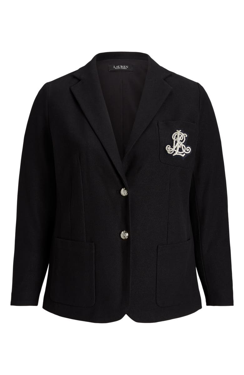 Lauren Ralph Lauren Crested Stretch Cotton Blazer, Alternate, color, 