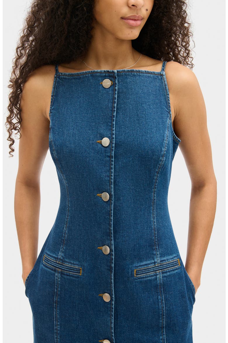 Sanitago Sleeveless Denim Dress, Alternate, color, MID BLUE
