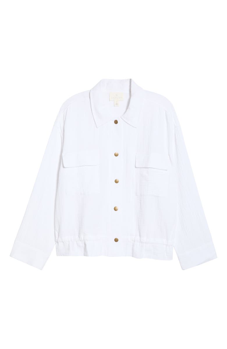 Caslon<sup>®</sup> Cotton Gauze Utility Jacket, Main, color, White