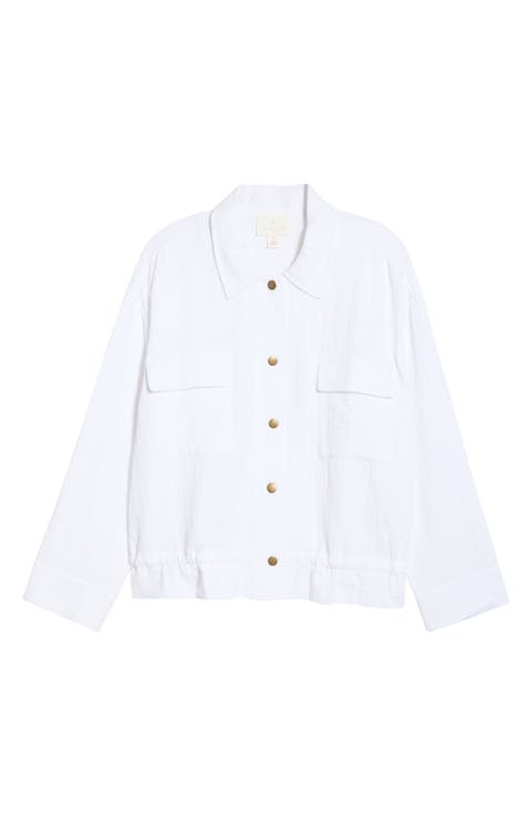 Cotton Gauze Utility Jacket (Plus)