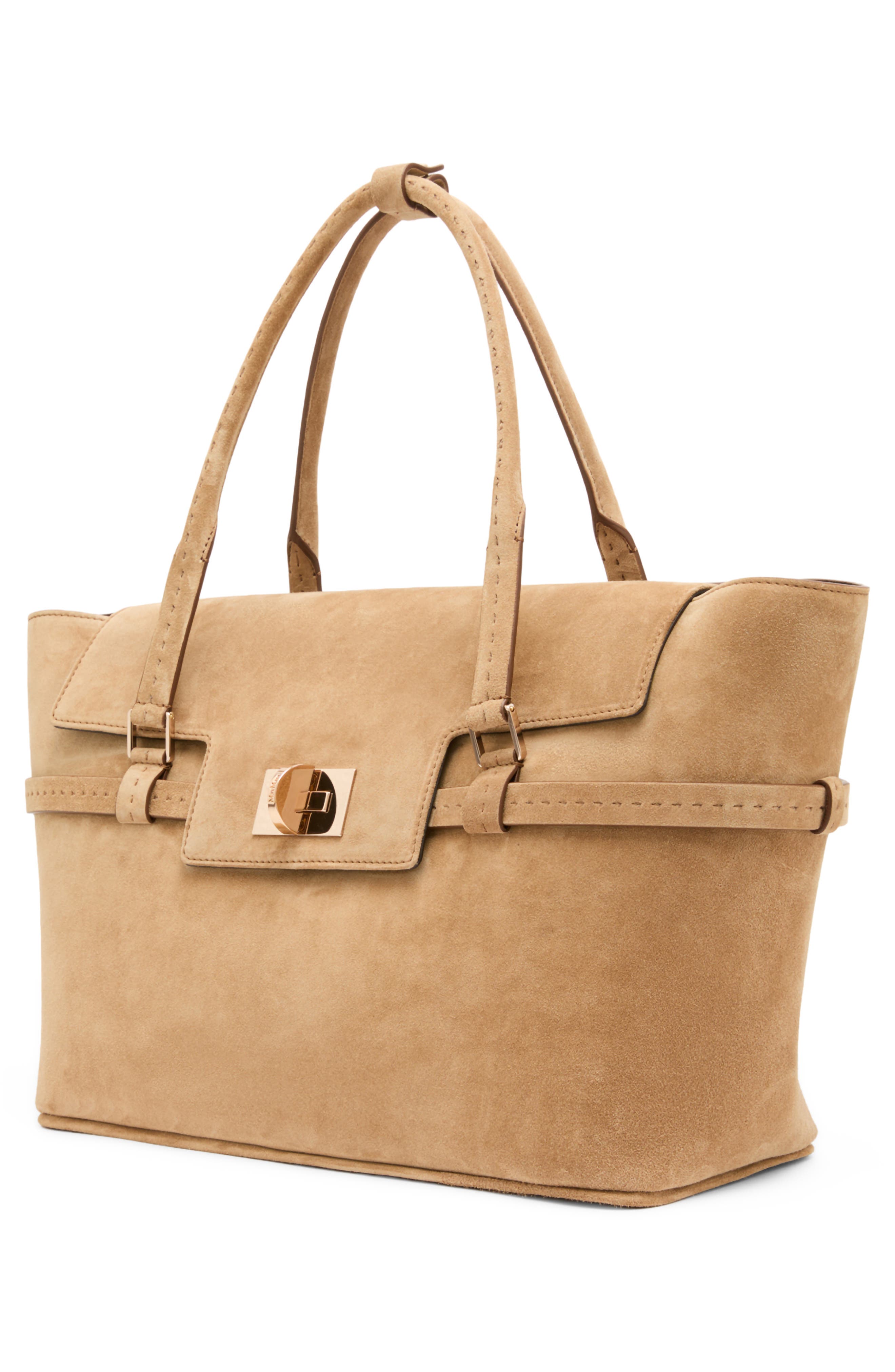 Margaux Soft Suede Tote, Alternate, color, BEIGE