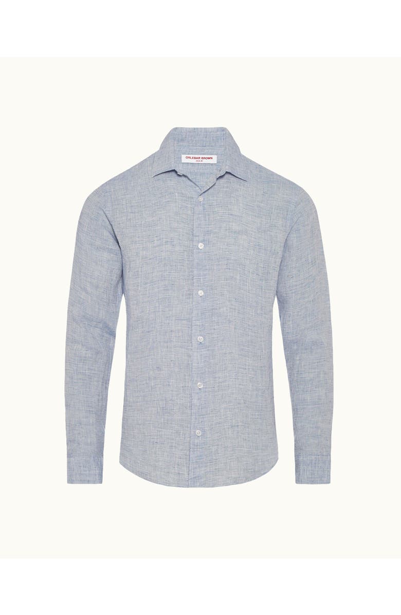 Orlebar Brown Giles Linen Tailored-Fit Shirt, Alternate, color, Navy/White