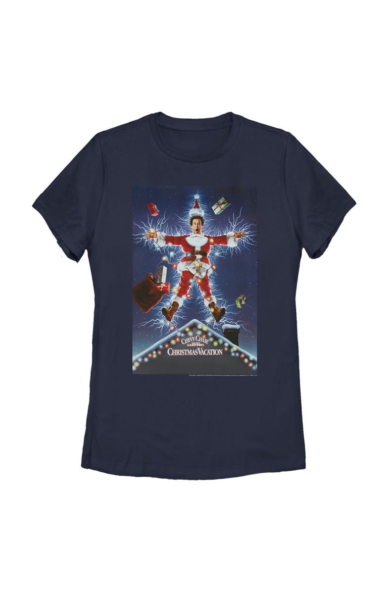 National Lampoon's Christmas Vacation Women's National Lampoon's Christmas Vacation Electrified Poster Graphic T-Shirt, Main, color, Navy Blue
