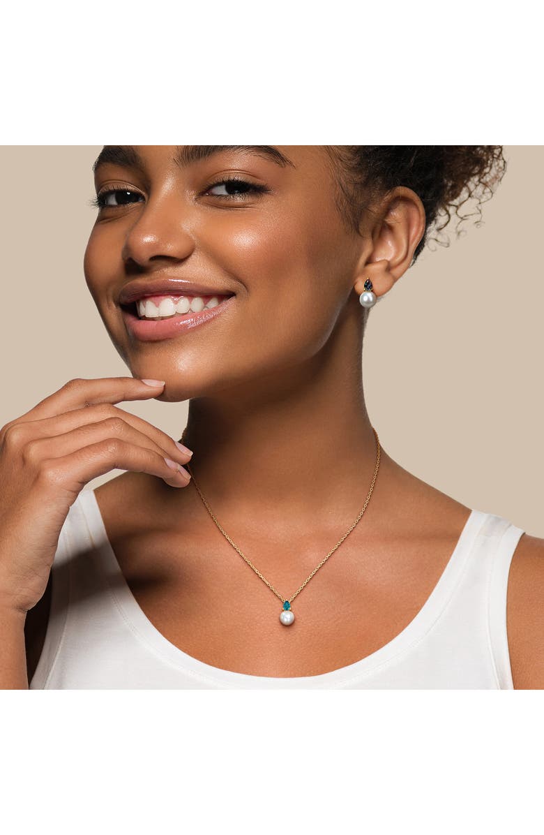 DELMAR Alexandrite & Freshwater Pearl Stud Earrings & Pendant Necklace Set, Alternate, color, Purple Blue Multi