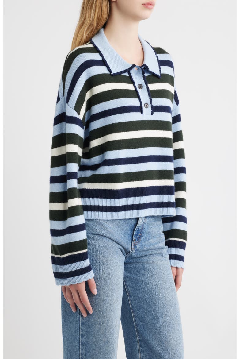 Delora Striped Wool & Cashmere Blend Sweater, Alternate, color, SKY FOREST STRIPE
