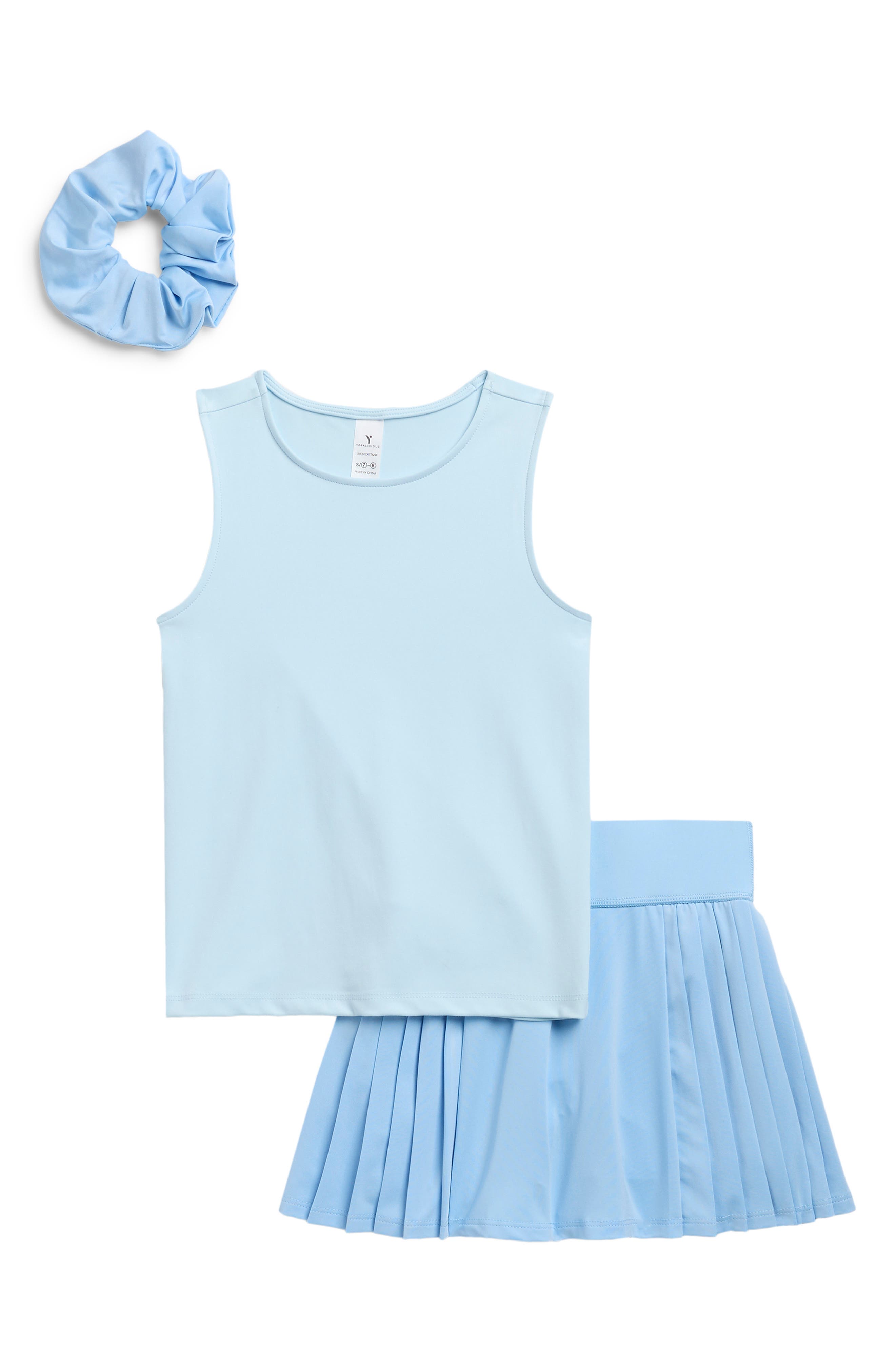 YOGALICIOUS Kids' Lux Nicki Tank, Skort & Scrunchie Set