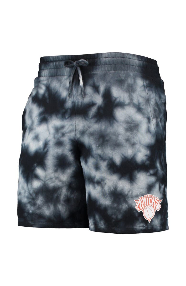 New Era Men's New Era Black New York Knicks Fleece Tie-Dye Shorts, Alternate, color, Black