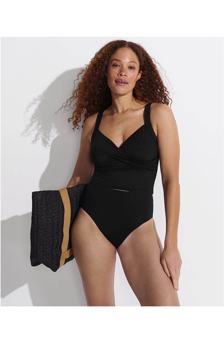 Lands' End Cheeky High Waisted Bikini Bottoms, Alternate, color, Black