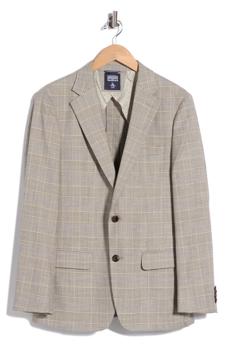 Plaid Two-Button Sport Coat, Main, color, BLACK/ YELLOW