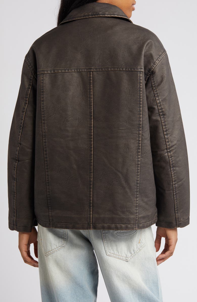 BDG Urban Outfitters Wadded Faux Leather Jacket, Alternate, color, Chocolate