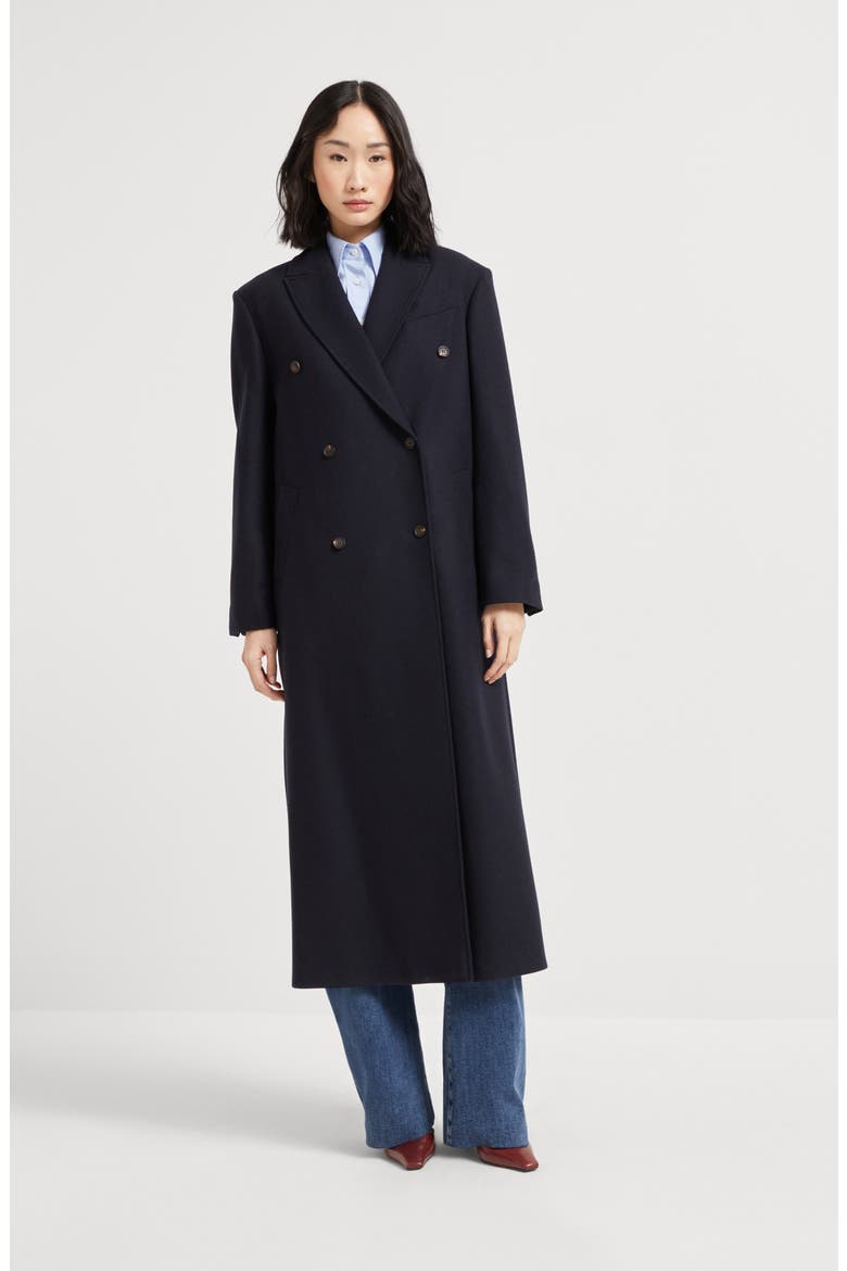 Lightweight wool fabric overcoat, Alternate, color, Night