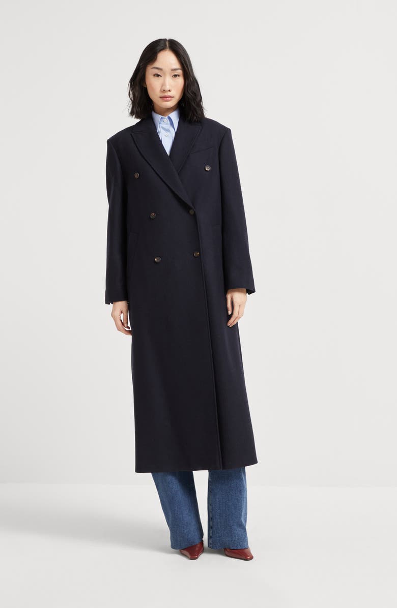 Brunello Cucinelli Lightweight wool fabric overcoat, Alternate, color, Night