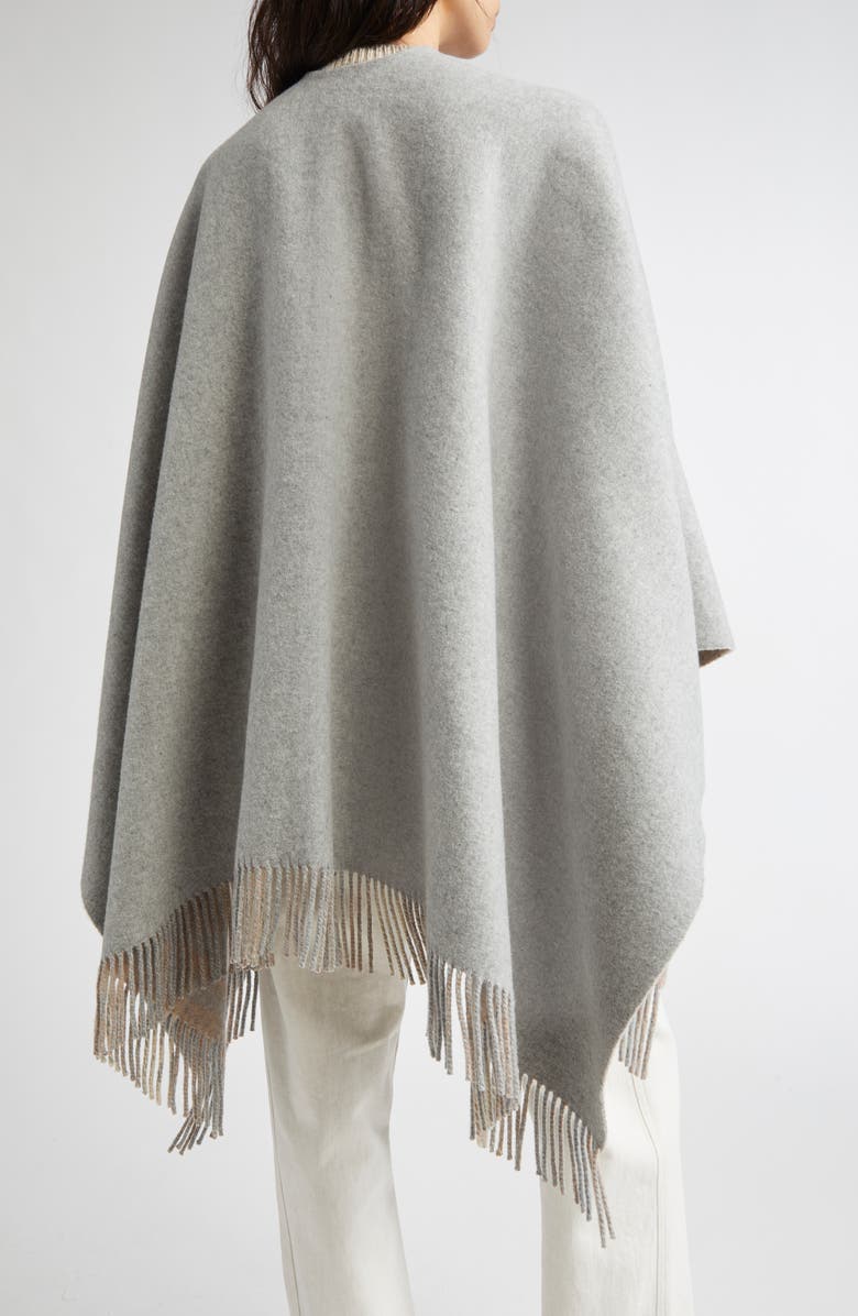 Johnstons of Elgin Reversible Wool Fringe Cape, Alternate, color, Light Grey