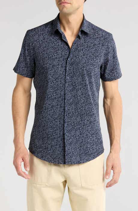 14th & Union Floral Print Short Sleeve Performance Button-Up Shirt