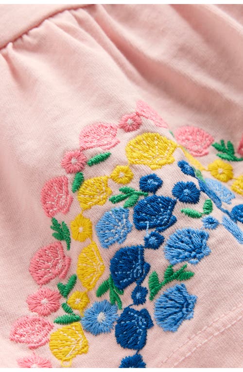 Mini Boden Kids' Enza Shell Embroidered Tiered Cotton Sundress In Chalk Pink Rainbows
