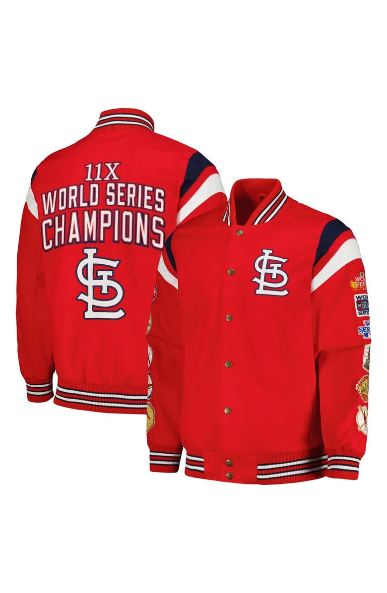G-III SPORTS BY CARL BANKS Men's G-III Sports by Carl Banks Red St. Louis Cardinals Quick Full-Snap Varsity Jacket, Main, color, 