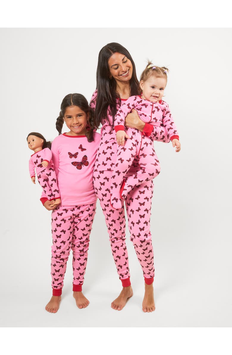 Leveret Kids Footed Cotton Matching Family Pajamas, Nature & Water Prints, Alternate, color, Butterfly