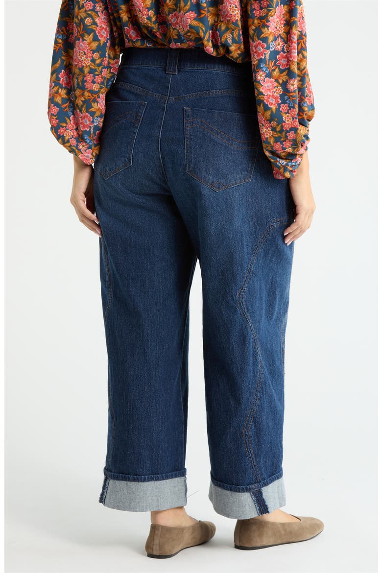 Cuffed High Waist Wide Leg Jeans, Alternate, color, BLUE