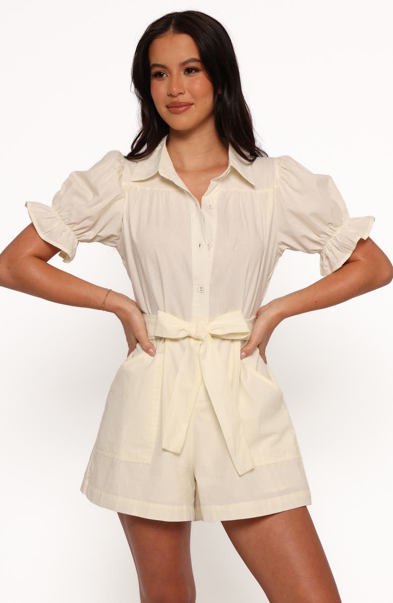 Petal & Pup Riley Tie Waist Cotton Romper, Alternate, color, 