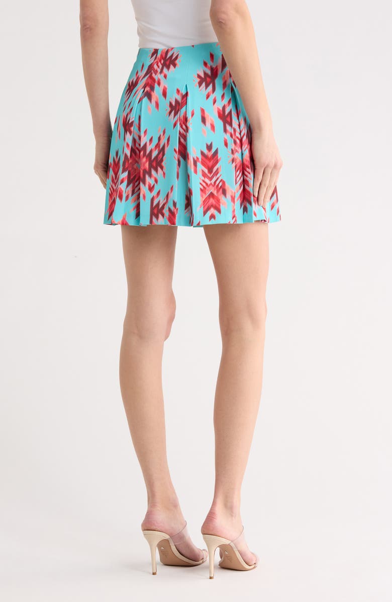 L'AGENCE Tania Pleated Miniskirt, Alternate, color, Pool Blue Ganado Print
