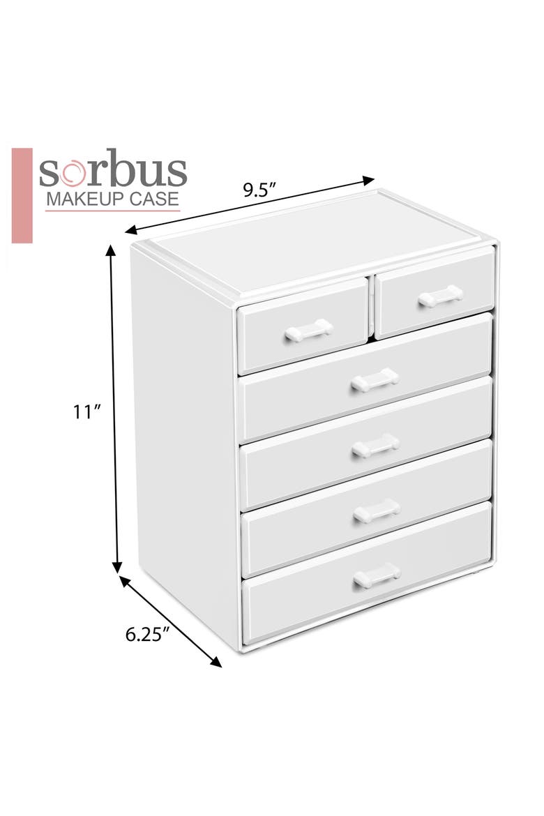 Large 6 Drawer Makeup Case, Alternate, color, WHITE