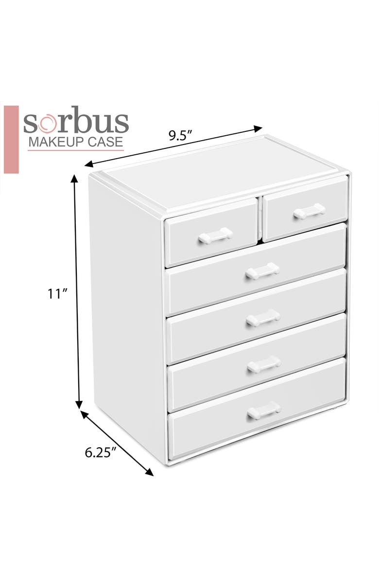 SORBUS Large 6 Drawer Makeup Case, Alternate, color, White
