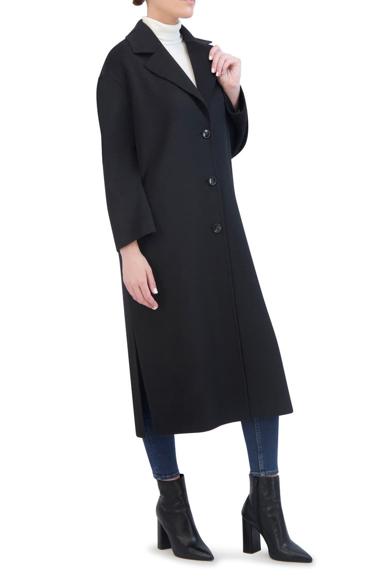 Double Faced Wool Reefer Coat, Alternate, color, BLACK